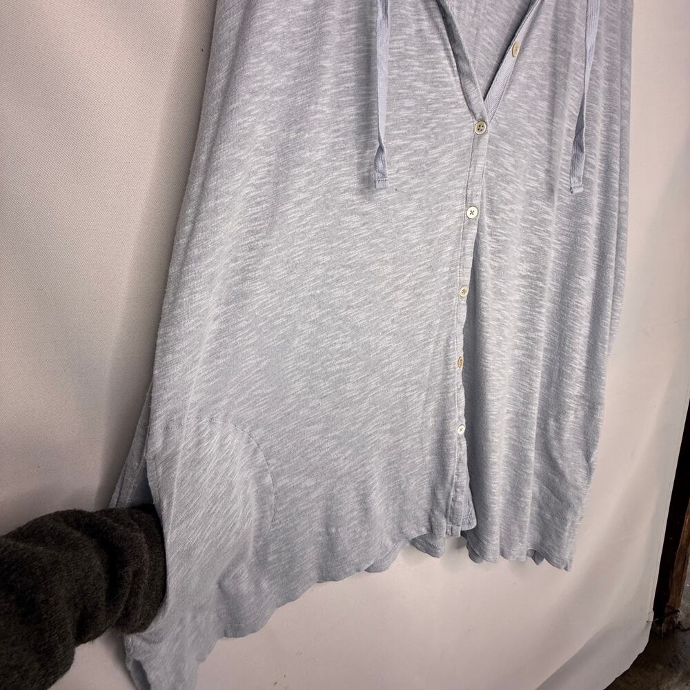 J.Jill Women 3X Light Blue Linen Cotton Knit Button Front Hooded Pullover - Picture 3 of 9